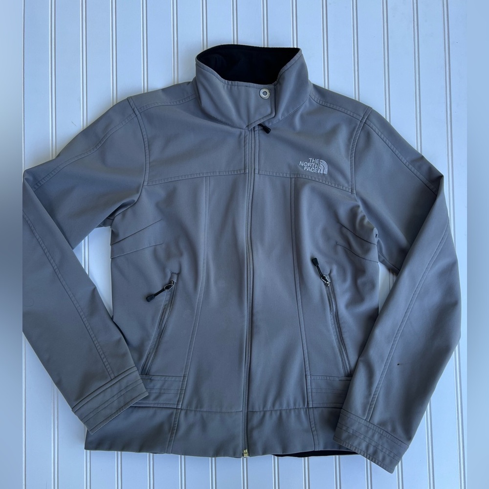 North face soft shell jacket light grey